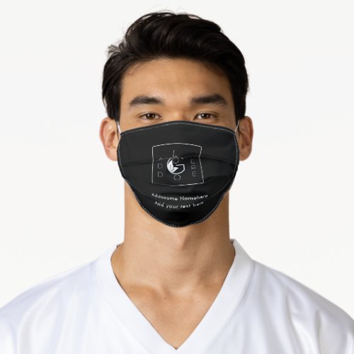 Modern Black  Add Your Logo Business Marketing  Adult Cloth Face Mask
