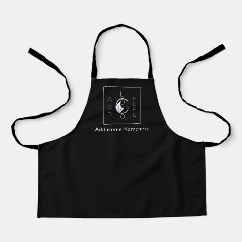 Modern Black Add Your Logo Business Marketing  Apron