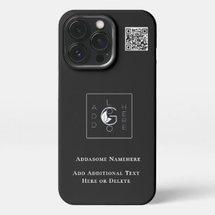 Modern Black Add Your Logo Business Marketing iPhone 13 Pro Case