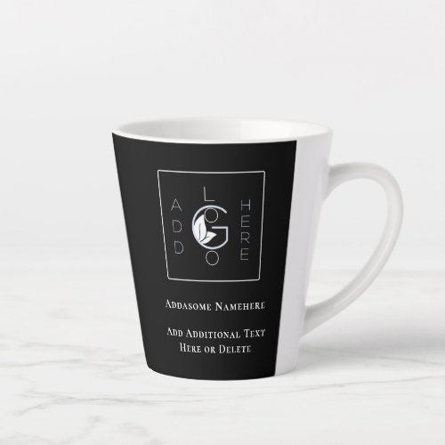 Modern Black Add Your Logo Business Marketing Latte Mug