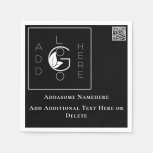 Modern Black Add Your Logo Business Marketing Napkins