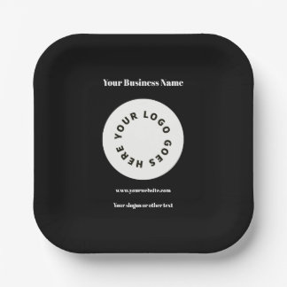 Modern Black Add Your Logo Paper Plates