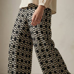 Modern Black And Beige Geometric Lattice Pattern Fabric