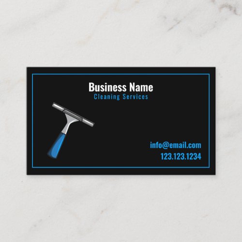 Modern Black and Blue Squeegee Window Cleaning Business Card