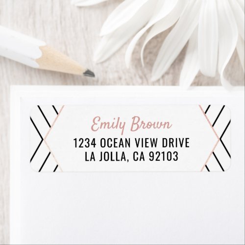 Modern Black and Blush Return Address Labels