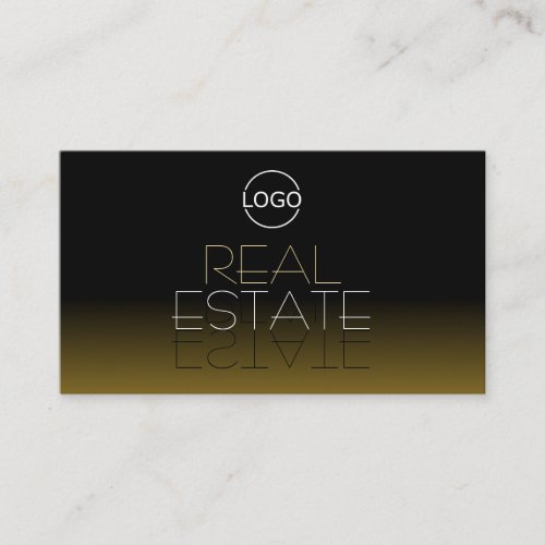 Modern Black and Brown Chic Mirror Font with Logo Business Card