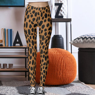 Modern Black And Brown Leopard Skin Safari Pattern Leggings