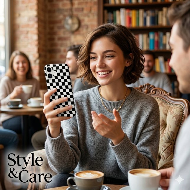 Modern Black and Classic White Square Box Pattern Case-Mate iPhone Case (Modern Black and Classic White Square Box Pattern iPhone 17 Case)
