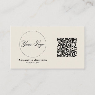 Modern Black And Cream QR Code Business Card