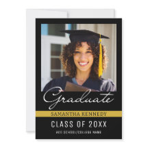 Modern Black and Gold 2025 Graduation Photo