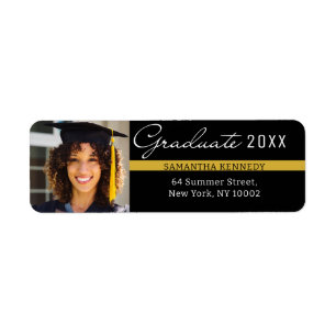 Modern Black and Gold 2025 Graduation Photo  Label