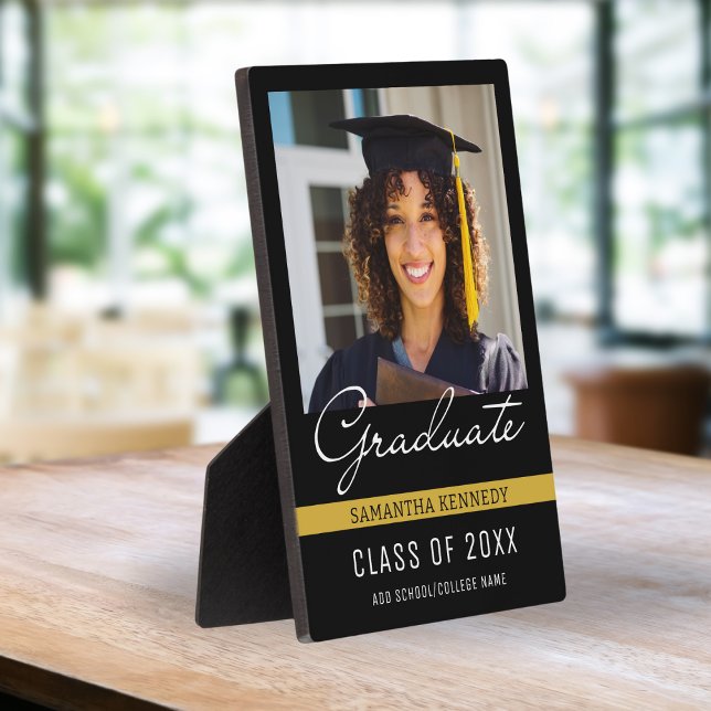 Modern Black and Gold 2025 Graduation Photo  Plaque (Creator Uploaded)