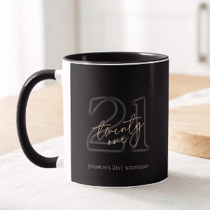 Modern Black and Gold 21st Birthday Party Mug