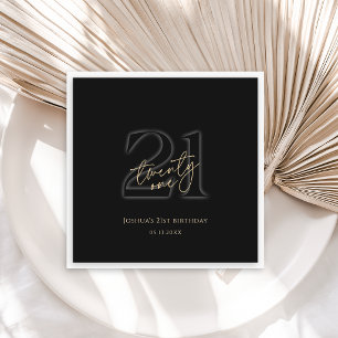 Modern Black and Gold 21st Birthday Party Napkins