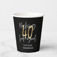 modern black and gold 40th birthday party