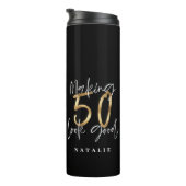 Modern black and gold 50th birthday stylish thermal tumbler (Rotated Right)