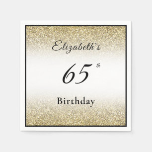 Modern Black and Gold 65th Birthday Party Custom  Napkins