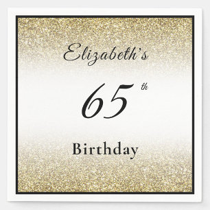 Modern Black and Gold 65th Birthday Party Custom Napkins