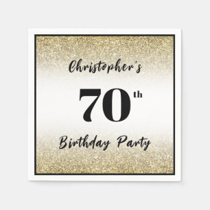 Modern Black and Gold 70th Birthday Party Custom  Napkins