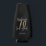 Modern black and gold 70th birthday stylish bottle cooler<br><div class="desc">Modern glitter black and gold 70th birthday gift. Part of a elegant stylish collection.</div>