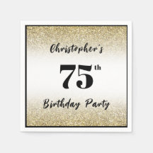 Modern Black and Gold 75th Birthday Party Custom 