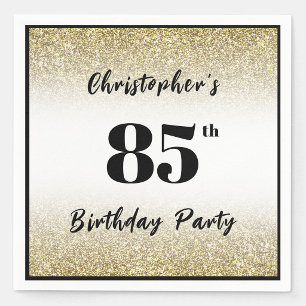 Modern Black and Gold 85th Birthday Party Custom Napkins