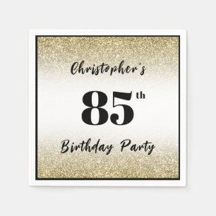 Modern Black and Gold 85th Birthday Party Custom  Napkins
