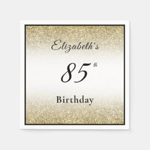 Modern Black and Gold 85th Birthday Party Custom Napkins