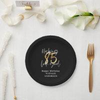 modern black and gold 85th birthday party