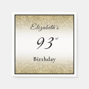 Modern Black and Gold 93rd Birthday Party Custom Napkins