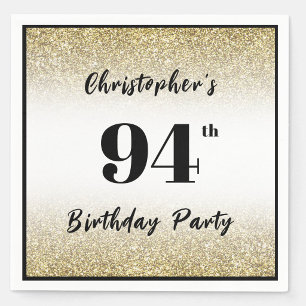 Modern Black and Gold 94th Birthday Party Custom  Napkins