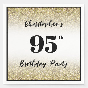 Modern Black and Gold 95th Birthday Party Custom  Napkins