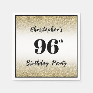 Modern Black and Gold 96th Birthday Party Custom  Napkins