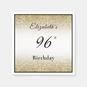 Modern Black and Gold 96th Birthday Party Custom Napkins