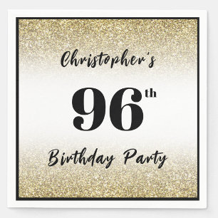 Modern Black and Gold 96th Birthday Party Custom Napkins
