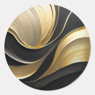 Modern Black and Gold Abstract Classic Round Sticker