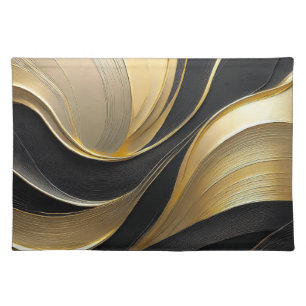 Modern Black and Gold Abstract Luxury- Cloth Placemat