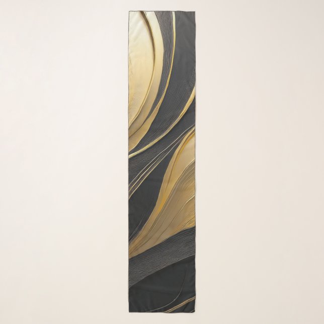 Modern Black and Gold Abstract Luxury- Scarf (Front)