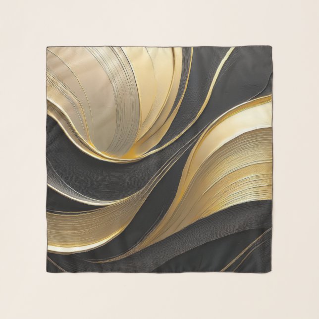 Modern Black and Gold Abstract Luxury- Scarf (Front)
