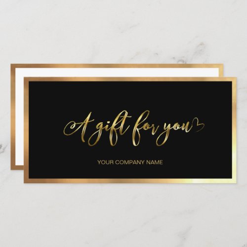 Modern Black And Gold Add Logo Gift Certificate