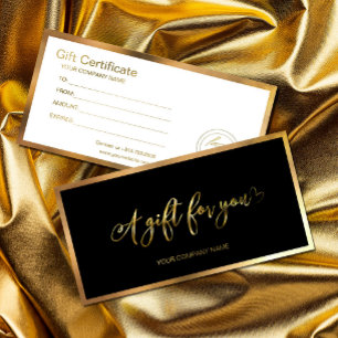 Modern Black And Gold Add Logo Gift Certificate