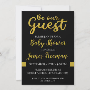 Modern Black and Gold Baby Shower Invitation