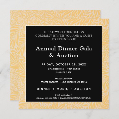 Modern Black and Gold Business Dinner Gala Invitation