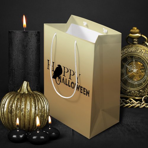 Modern Black And Gold Chic Adult Halloween Medium Gift Bag