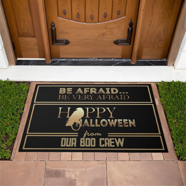 Modern Black And Gold Chic Adult Halloween Theme D Doormat (Outdoor)