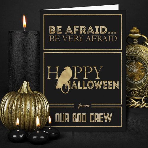 Modern Black And Gold Chic Adult Happy Halloween Card
