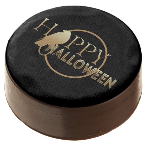 Modern Black And Gold Chic Adult Happy Halloween Chocolate Covered Oreo