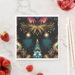 Modern Black and Gold Christmas Napkins