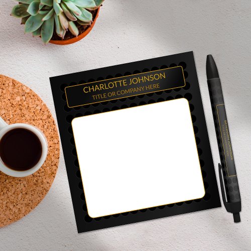 Modern Black and Gold Circle Texture Notepad