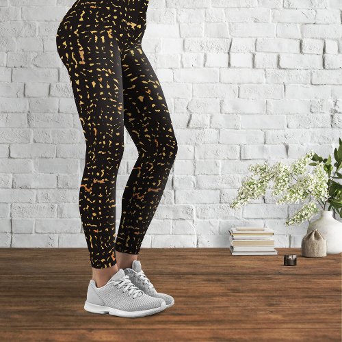 Modern Black and Gold Composition Notebook Pattern Leggings